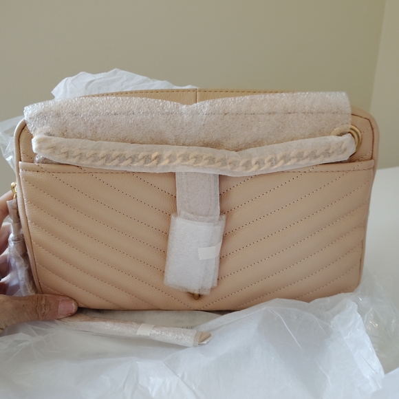 Rebecca Minkoff Quilted Leather Zip Edie Shoulder Bag Nude. - Picture 5 of 6